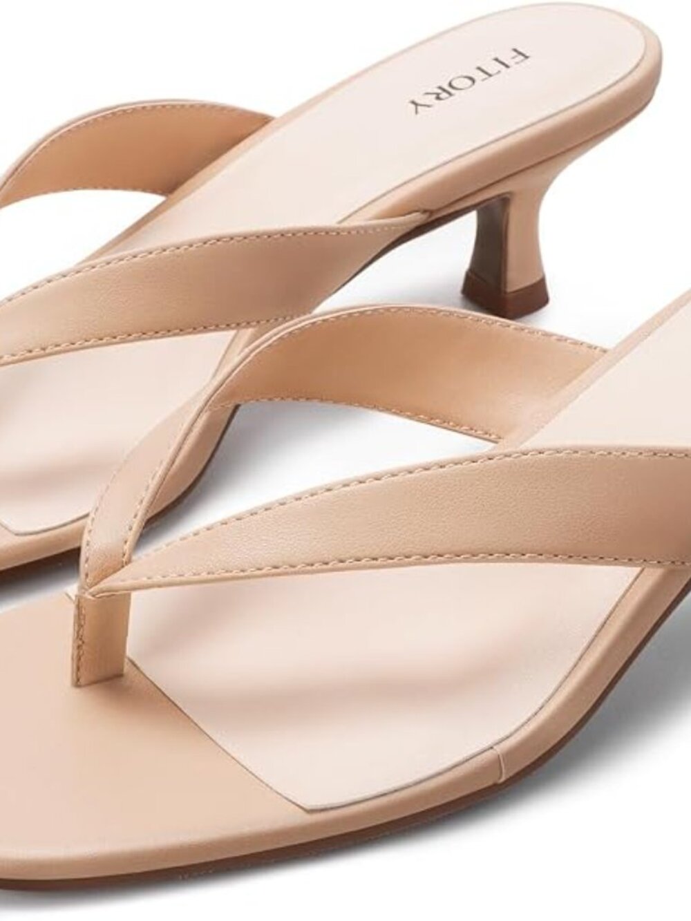 Women's Sexy Kitten Heel Flip Flops,Square Open Toe Low Heel Sandals, Slip on Co - Picture 2 of 5